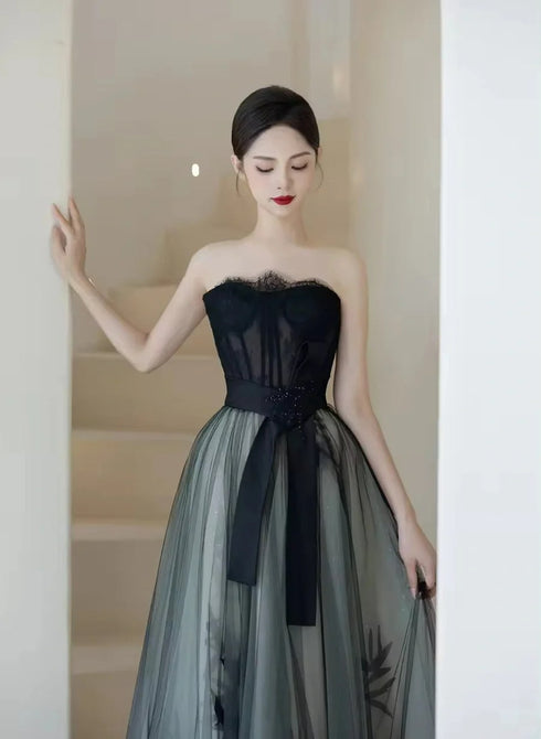 A-line Sweetheart Long Party Dress Tulle Party Dress, A-line Evening Dress