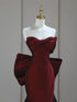 Black and Red Long Mermaid Prom Dress with Bow, Black and Red Evening Dress Party Dress