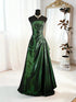 A-line Green Satin Prom Dress Party Dress, Green Strapless Long Evening Dress