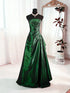 A-line Green Satin Prom Dress Party Dress, Green Strapless Long Evening Dress