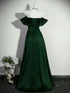 Green Satin A-line Off Shoulder Long Party Dress, Sweetheart Satin Prom Dress Evening Dress