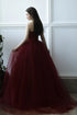 Wine Red Satin and Tulle Sweetheart Party Dress, Wine Red Prom Dress Evening Dress