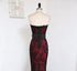 Black And Red Satin With Lace Mermaid Prom Dress, Gothic Long Party Dress