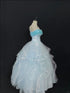 Light Blue Strapless Ball Gown Lace-up Party Dress, Light Blue Sweet 16 Dress