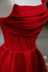 Red A-line Satin Scoop Long Prom Dress Party Dress, Red Satin Evening Dress