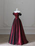Charming Black and Red Off Shoulder A-line Prom Dress, Long Party Dress