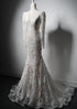 Ivory Lace Mermaid Long Sleeves Formal Dress, Lace Wedding Party Dress