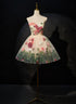 Cute Flowers Round Neckline Light Champagne Party Dress, Short Cute Prom Dress
