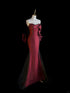 Black and Red Sweetheart Mermaid Beaded Party Dress, Black and Red Long Prom Dress