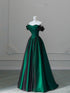 Black And Green Strapless A-Line Party Dress, Tulle And Satin Prom Dress Evening Dress