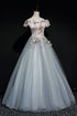 A-line Off Shoulder Long Off Shoulder Party Dress, Tulle Sweet 16 Dress