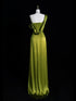 Lovely Green Soft Satin One Shoulder Prom Dress, A-line Long Party Dress With Leg Slit