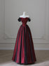 Charming Black and Red Off Shoulder A-line Prom Dress, Long Party Dress