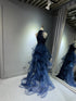 Chic Navy Blue Long Sequins With Tulle Party Dress, Navy Blue Prom Dress