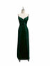 Dark Green Lace A-line Straps Low Back Party Dress, Dark Green V-neckline Prom Dress