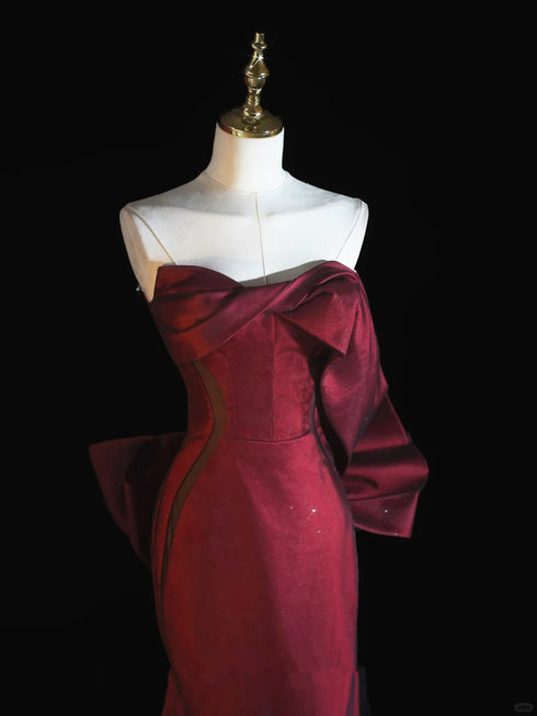 Black and Red Sweetheart Mermaid Beaded Party Dress, Black and Red Long Prom Dress