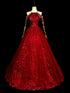 Wine Red Tulle Beaded Halter A-line Long Formal Dress, Wine Red Shiny Tulle Prom Dress