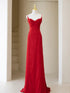 Red A-line Sweetheart Straps Simple Style Prom Dress, Red Floor Length Evening Dress