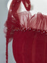 Wine Red Tulle Straps Beaded A-line Long Party Dress, Wine Red Tulle Prom Dress