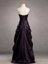 A-line Strapless Ruched Black and Purple Long Prom Dress, Gothic Evening Dress with Lace-Up
