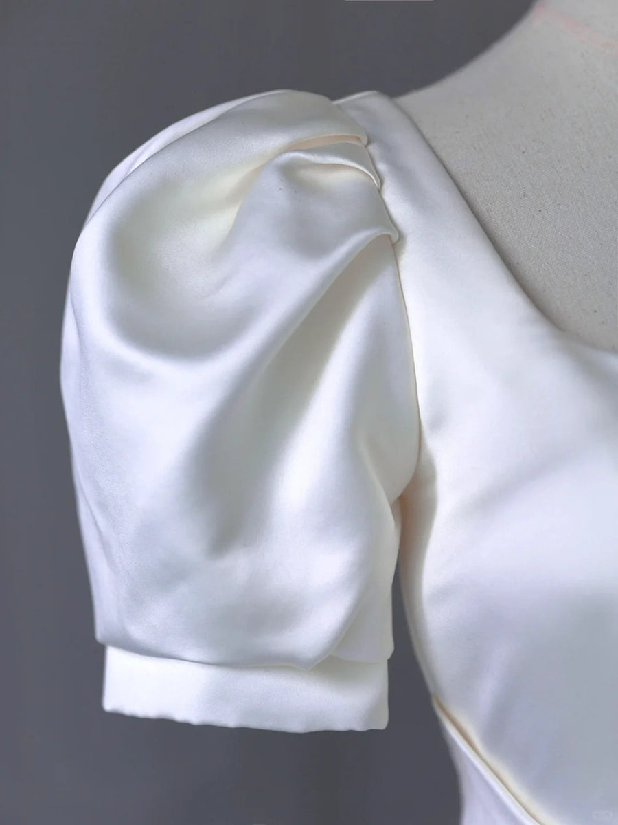 Cute White Satin A Line Short Birthday Dress Women Dress