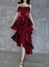 Wine Red High Low Straps Homecoming Dress Party Dress, Wine Red Prom Dress