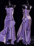 Lovely Straps High Low Purple Party Dress Prom Dress, Long Satin Evening Dress