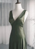 Charming Dark Green V-Neckline Low Back A-Line Prom Dress, Dark Green Formal Dress
