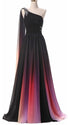 Chiffon A-line Gradient One Shoulder Evening Dress, Chiffon Prom Dress Party Dress