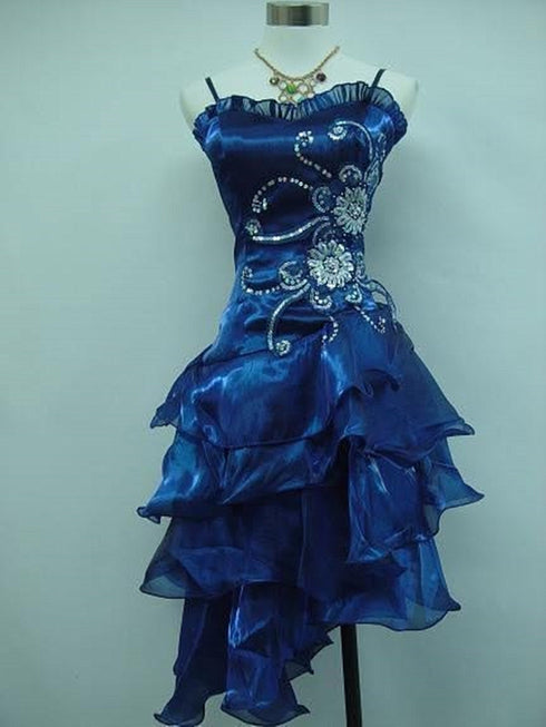 A-line Cute Organza Beaded Layers Straps Homecoming Dress, Sweetheart Short Formal Dress