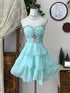 A-line Blue Chiffon Beaded Sweetheart Homecoming Dress, Blue Layers Short Party Dress