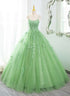 Green Ball Gown Tulle with Lace Prom Dress Party Dress, Green Formal Dress