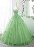 Green Ball Gown Tulle with Lace Prom Dress Party Dress, Green Formal Dress