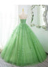 Green Ball Gown Tulle with Lace Prom Dress Party Dress, Green Formal Dress