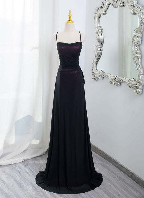 Charming Spandex Wine Red and Black Straps Party Dress, Simple Prom Dress Evening Dress