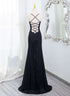 Beautiful Straps Spandex and Lace Evening Dress, Black and Burgundy Prom Dress