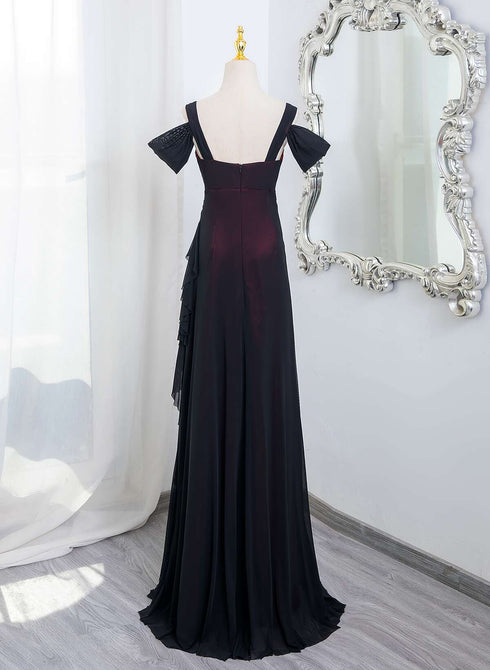 Black and Red Sweetheart Spandex Off Shoulder Evening Dress, A-line Prom Dress