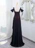 Black and Red Sweetheart Spandex Off Shoulder Evening Dress, A-line Prom Dress