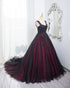 Beautiful Tulle Black and Red Straps Sweet 16 Dress, Lace Formal Dress Prom Dress