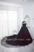 Gorgeous Black and Red Tulle Ball Gown Sweet 16 Dress with Cape, Long Prom Dress