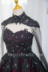 Gorgeous Black and Red Tulle Ball Gown Sweet 16 Dress with Cape, Long Prom Dress