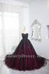 Gorgeous Black and Red Tulle Ball Gown Sweet 16 Dress with Cape, Long Prom Dress
