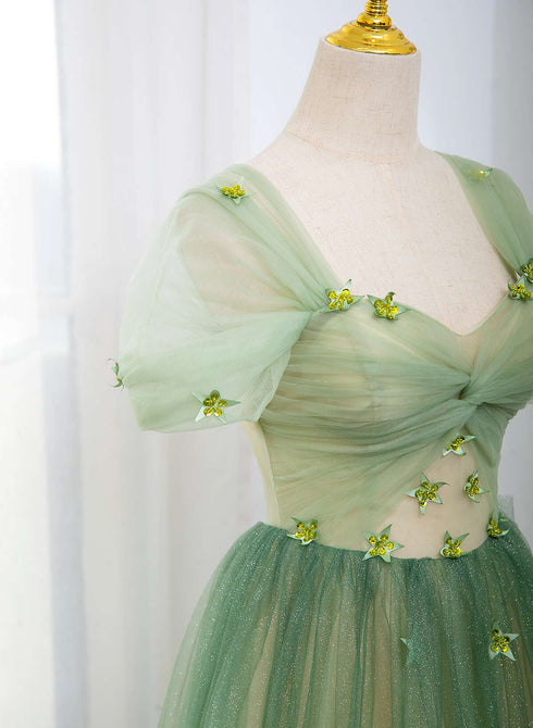 Light Green A-line Gradient Tulle Formal Dress, Light Green Party Dress Prom Dress