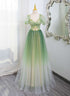 Light Green A-line Gradient Tulle Formal Dress, Light Green Party Dress Prom Dress