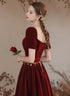 Wine Red Off Shoulder Velvet Long Party Dress, A-line Wine Red Sweetheart Prom Dress