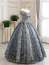 Cute Blue Tulle With Lace Cap Sleeves Party Dress, Tulle Ball Gown Sweet 16 Dress