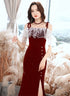 Wine Red Velvet Straps Wedding Party Dress, Wine Red Lace-up Evening Dress