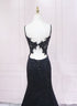 Black Lace Straps Long Party Dress Prom Dress, Black Evening Dress