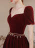 Wine Red Off Shoulder Velvet Long Party Dress, A-line Wine Red Sweetheart Prom Dress