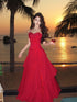 Red Chiffon Sweetheart Straps Layers Party Dress, Red Chiffon Evening Dress Prom Dress